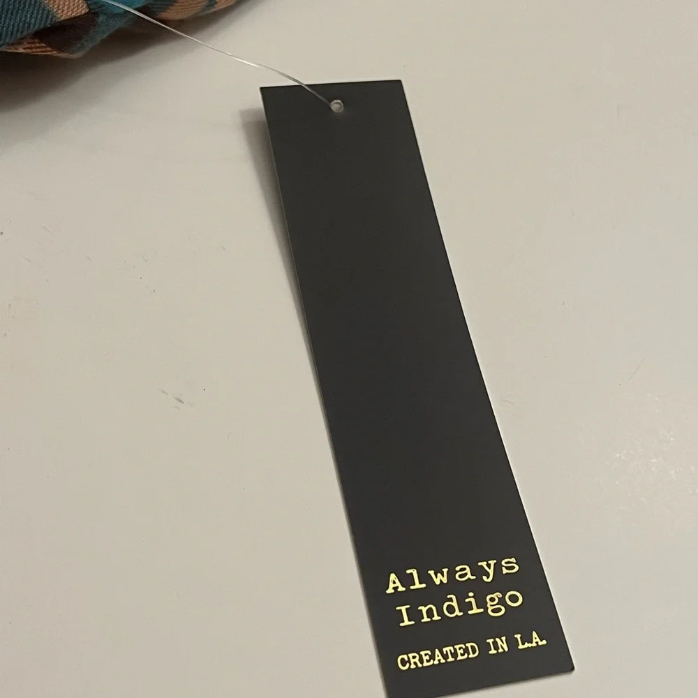 Always Indigo L.A. NWT women’s top blouse Size M Orange and turquoise checkered - Picture 7 of 12